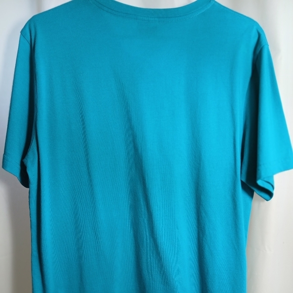 #449 Men's Dino Robert Turquoise V-Neck T-Shirt Size Large - Picture 8 of 12